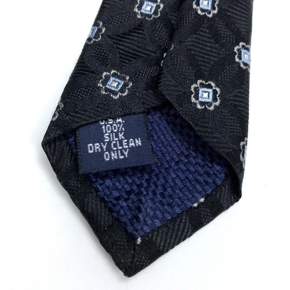Daniel Cremieux Tie Black Blue Gray 100% Silk Geometric Men's Necktie 3.75